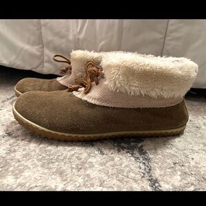 Sperry Elayna Women 9 Duck Boot Brown Suede Leather Faux Fur Bootie Slipper Shoe